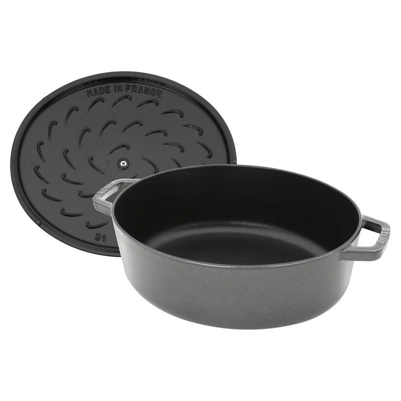 Staub Cast Iron 6.25-Qt Wide Oval Dutch Oven - White, Graphite