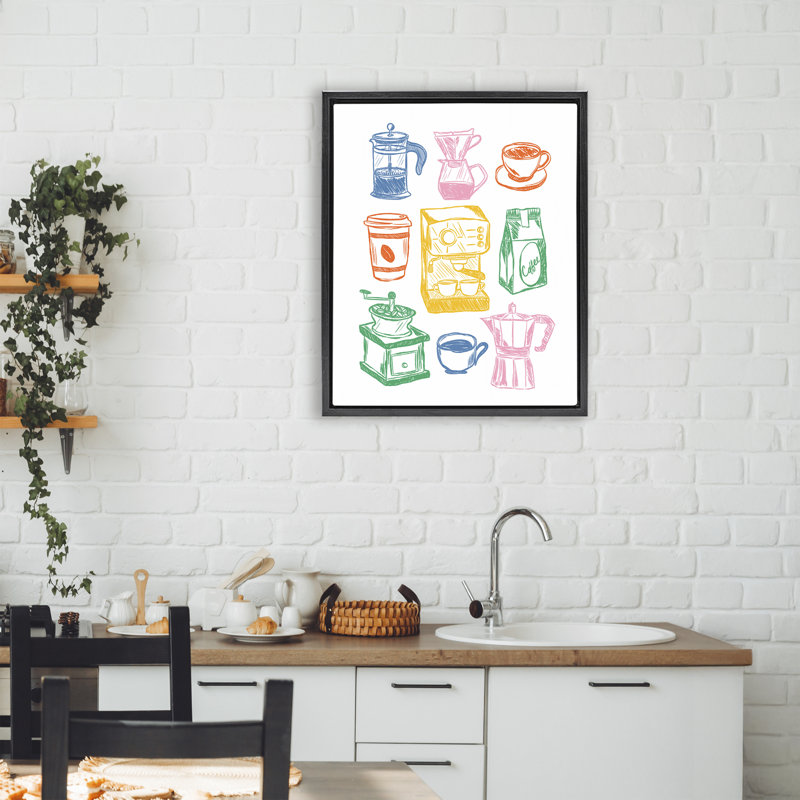 Cadre flottant Rainbow Coffee Icon, conception par JJ Design House LLC, Cadre flottant noir de jais, H 21 po x l 17 po
