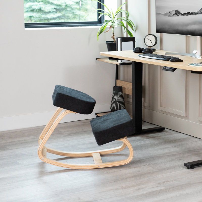 Chaise berçante en bois à genoux, Noir
