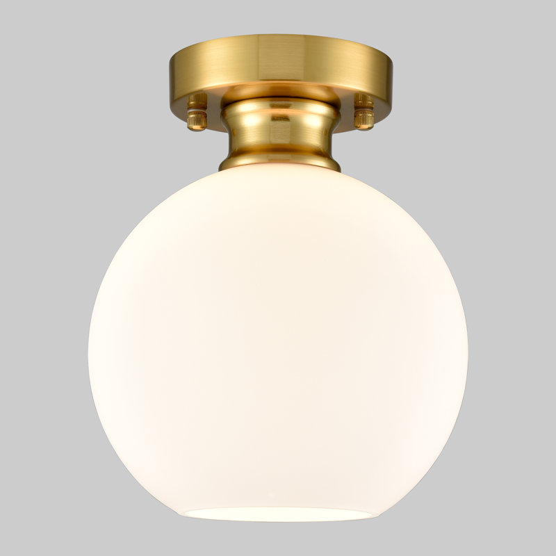 Gold Ceiling Light Fixture Flush Mount Light With Milk Opal Glass Shade