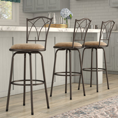 Basche Swivel Upholstered Adjustable Height Counter Stool with Metal Frame