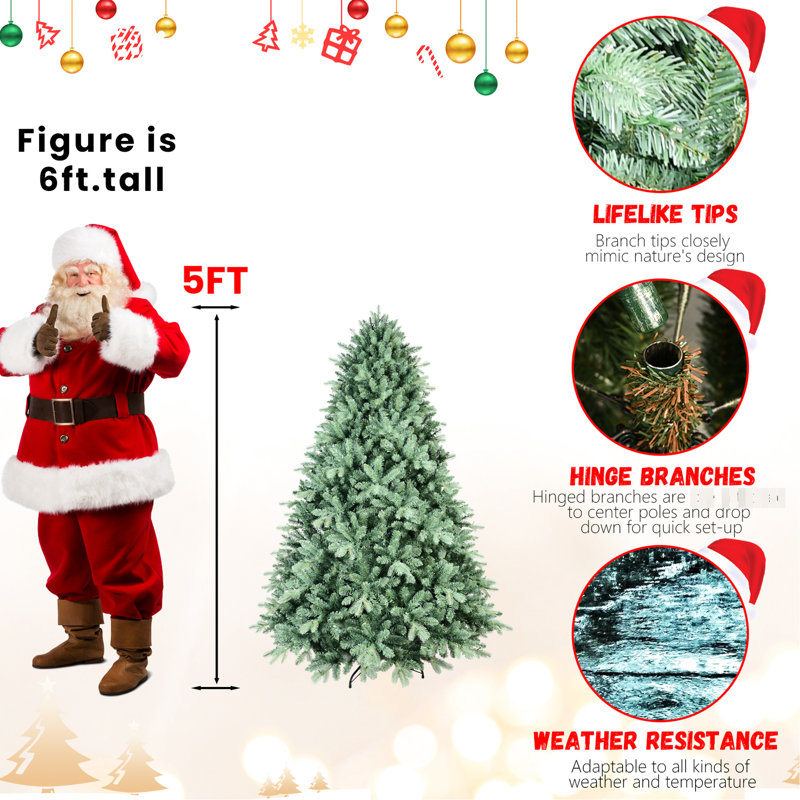 Arbre de Noël 4 pi avec teinte bleue, 592 pointes PE +, structure à charnières pour une installation rapide et sans effort, support en métal stable de 48 po avec assemblage, base