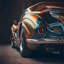 Gros plan d'une voiture rétro classique V - reproduction sur toile-87372288-87372291