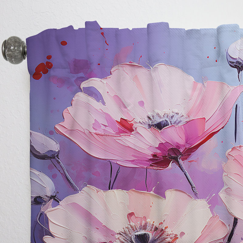 Kinsley - Lilas lumineux rose - Poppy Palette II - Rideau coquelicots - Velours obscurcissant - 1 panneau, L 52 po x L 108 po
