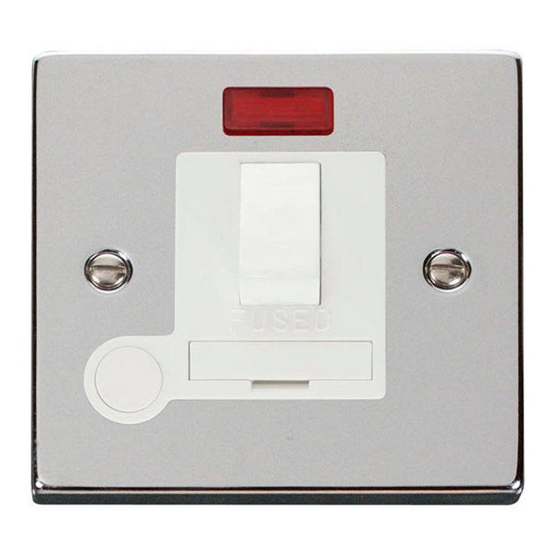 Polished Chrome 13A Fused Connection Unit Switched With Neon With Flex