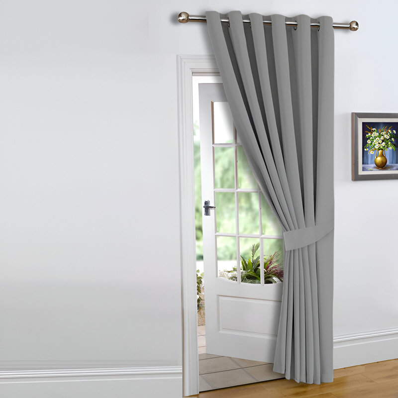Bernards Blackout French Door Curtain, Light Grey, 168cm Width x 228cm Drop