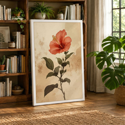 Hibiscus Study Botanical - Wrapped Canvas