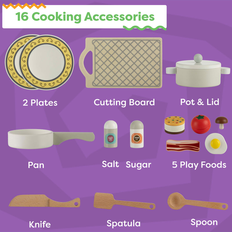 Hey! Play! Kids Kitchen Playset with Microwave, Stove, Utensils and Play Food