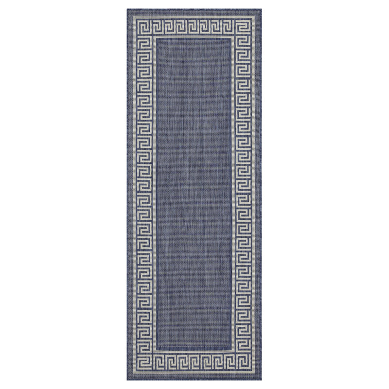 Tapis à bordure grecque rectangulaire 2 pi 7 po x 7 pi 3 po Rogers