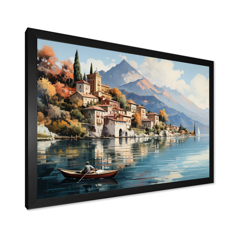 Italie, art mural sur toile, impression de voyage sur le lac de Côme - Italie sur le lac de Côme, H 24 po x l 32 po x P 1 po