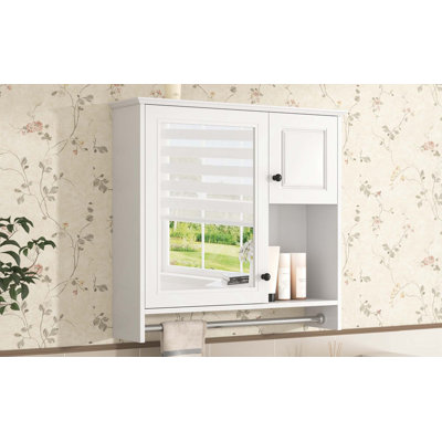 Armoire murale de salle de bain 30 po avec miroir, armoire à pharmacie murale avec 2 tablettes, armoire de rangement avec porte à miroir