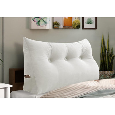 Sit-up Back Comfort 100% Cotton Velvet Wedge Headboard Reading Pillow with Removable & Washable Cover Compression
