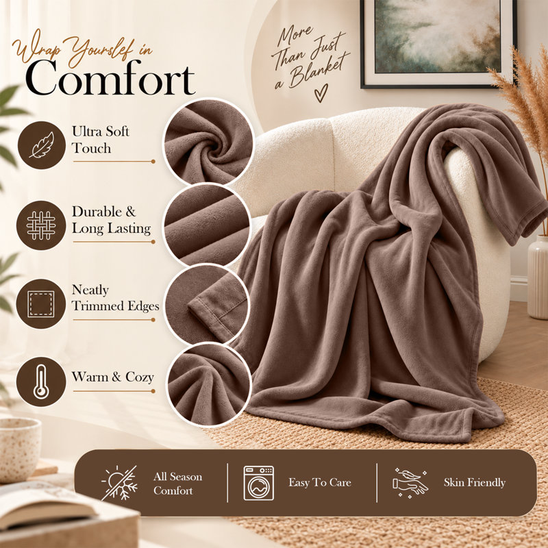 Imperial Homeware London Knitted Throw Blanket, Double, Coffee
