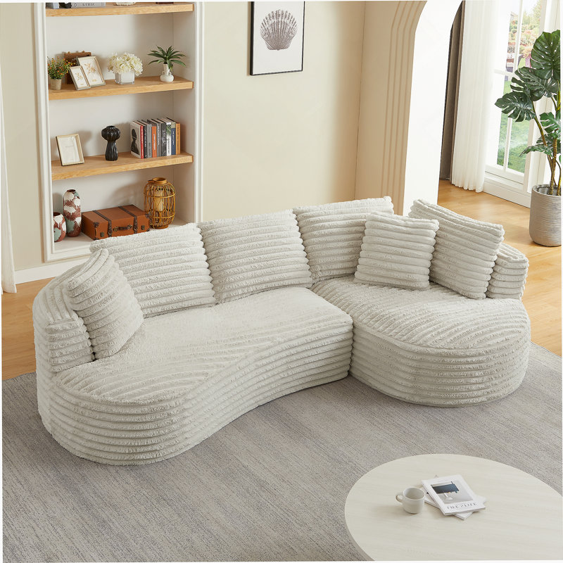 Boneless Modern Curved L-Shape Luxury Sectional Oversized Sofa: Minimalist Design, Comfy Sleeper Couch For Living Room, Apartment & Reception Spaces,No Assembly Required