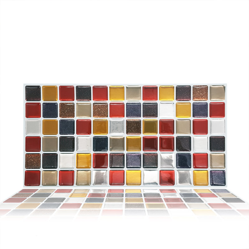 Carrelage mosaïque auto-adhésif 6 po x 12 po, Rouge/brun