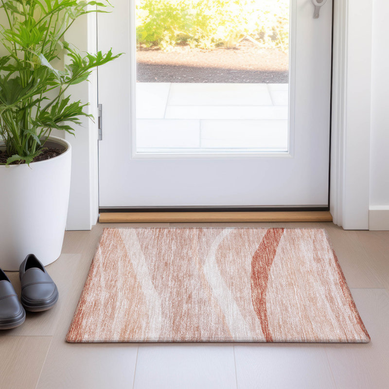 Machine Washable Indoor/Outdoor Chayden ACN1099 Salmon Rug, Rectangle 1'8" x 2'6"