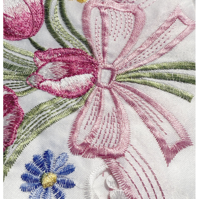 Ensemble de rideaux de cuisine blanc et rose à broderie amère 3 pièces