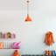 Lustre réglable élégant, structure en métal orange, 8,7 po x 10,2 po | Hauteur totale: 12,9 - 48,0 pouces | Plaque de base: 3,9 po x 2,8 po | Douille E27, 40 W maximum | Parfait pour les salons et les salles à manger modernes-405398251-405398252
