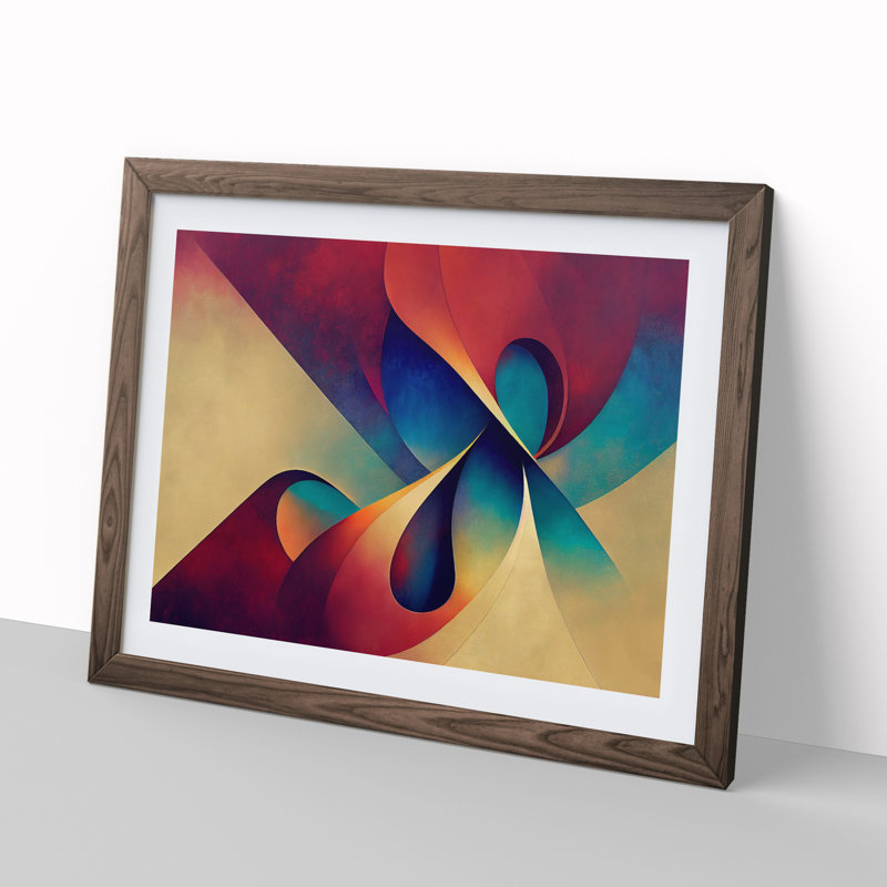 Serene Modern Abstract Art - Framed Print, 46cm H x 64cm W x 2cm D, Walnut