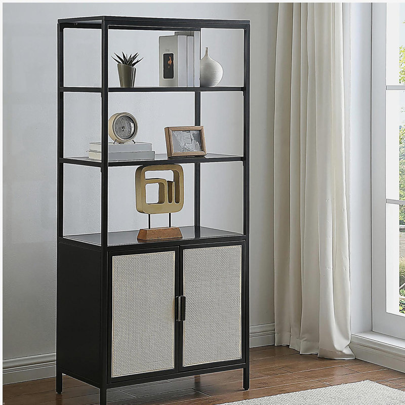 Kenneth Black 3-shelf Radio Weave Accent Cabinet, Black