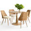 Ensemble de table de salle à manger pour 4 personnes avec table ronde de 39,5 po et 4 fauteuils rembourrés Boucle