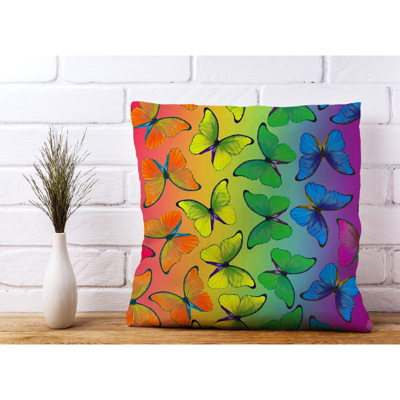 Graziano Multicoloured Butterfly Square Throw Cushion