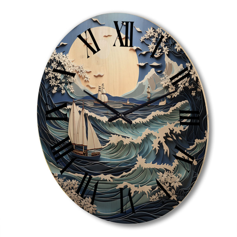 Horloge murale en bois massif Vilio, Très grand