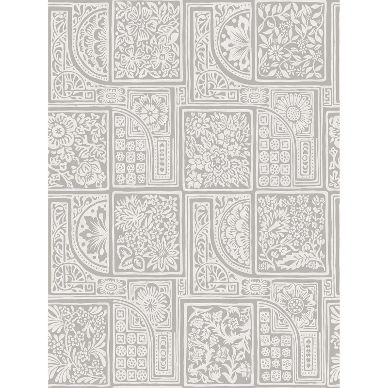 Mariinsky Bellini Floral Wallpaper Roll, Gray/White