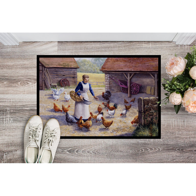 Tapis de porte d’extérieur antidérapant à poules, Rectangle 2 pi x 3 pi