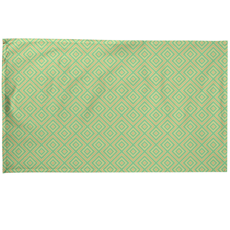 Serviette de thé carrée en treillis, Vert / Brun, Polyester sergé