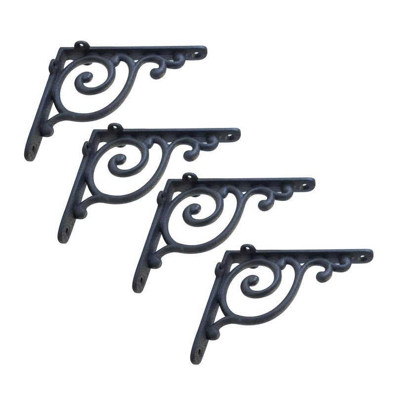 Jesup Scroll Wall Shelf Bracket, Antique Black