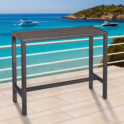 Averir Rectangular Wicker Outdoor Bar Table , 45.3'' in. W 15.7'' in. D