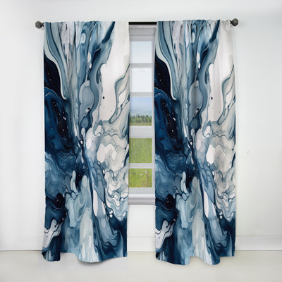 Blue Grey Ethereal Elixir I - Modern Blackout Abstract Curtain - 1 Panel