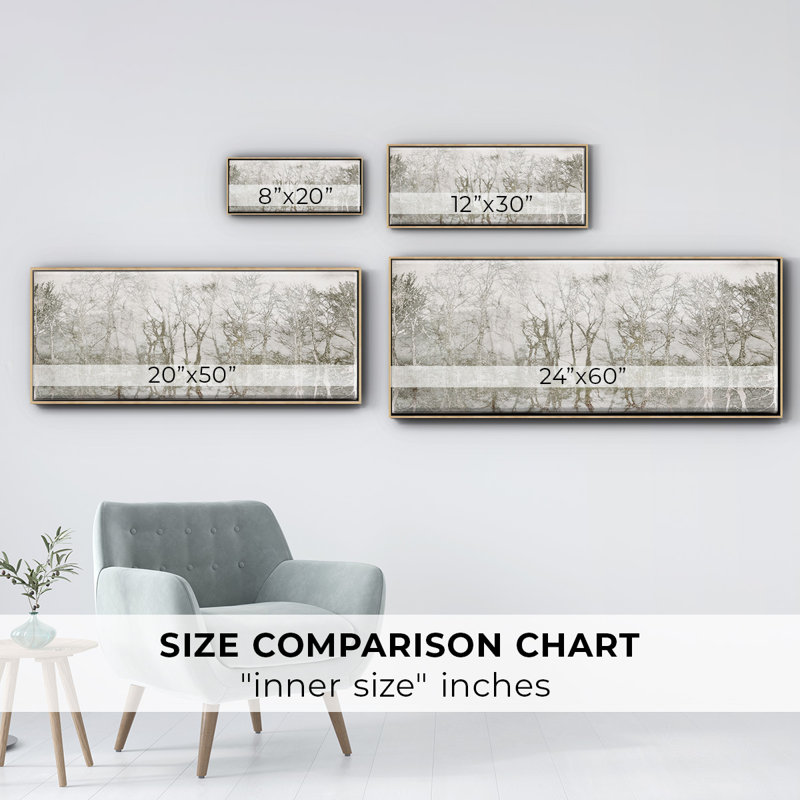 Shimmering Trees - Impression sur cadre flottant, Naturel, H 12 po x l 30 po x P 1,5 po