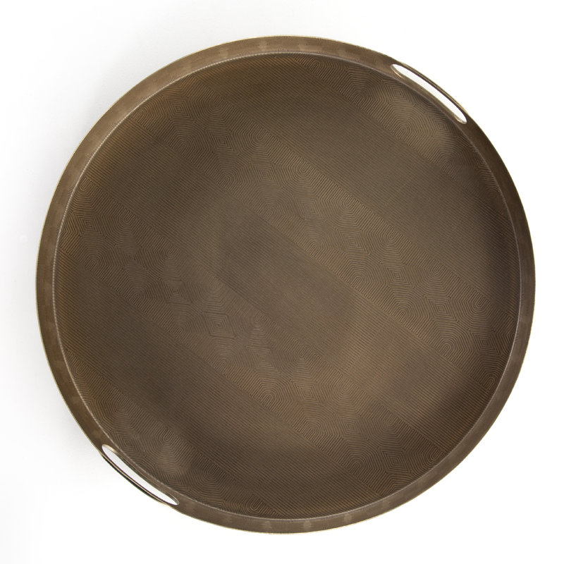 Luca Hand Etched Brass and Nickel Serving Tray
