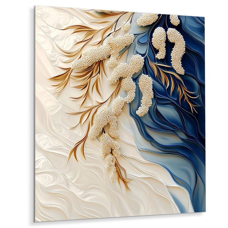 Hiver beige plumes d'un arbre Mimosa II - paysages, impression sur métal, H 32 po x l 24 po x P 0,84 po