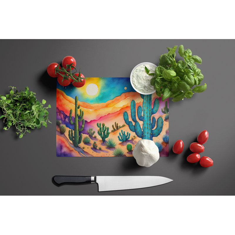 Cactus in Colour Glass Cutting Board Large