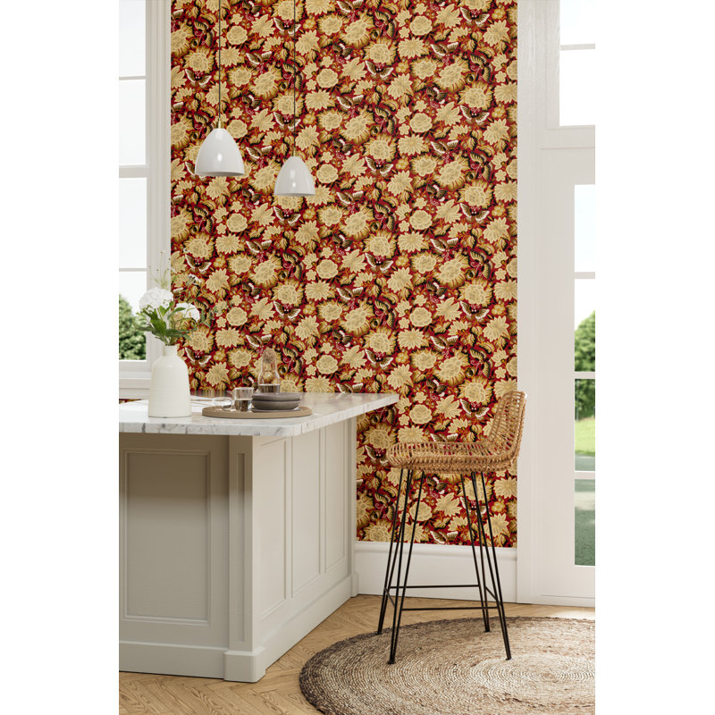 Amara Butterfly Wallpaper, Cinnabar/Ink Black