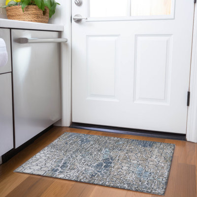 Premium Machine Washable Lukas AMF988 Squares Rug
