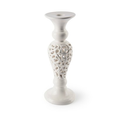 White Home Concrete / Cement Candlestick