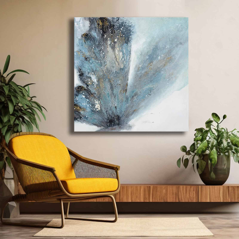 Blue Abstract Feather Burst Canvas Wall Art