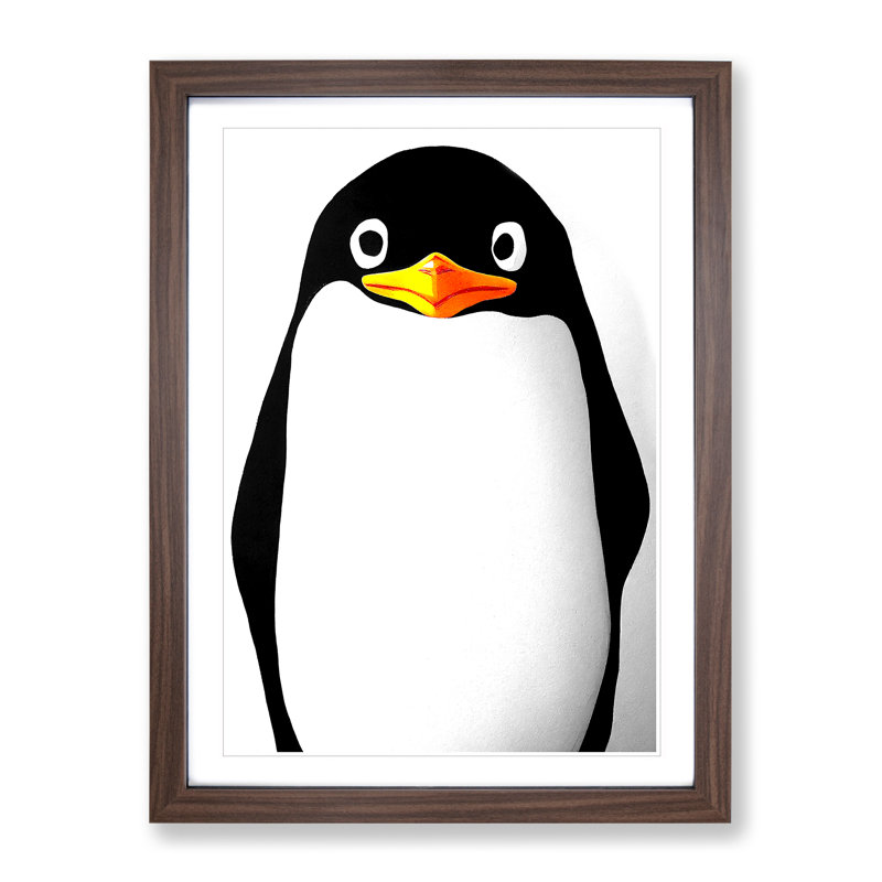 Spectacular Penguin - Single Picture Frame Painting, 64cm H x 46cm W x 2cm D, Walnut