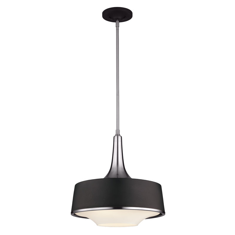 Holloway 1-Light Mini Pendant, Brushed Steel/Textured Black, 50.8 cm H x 47.9 cm W