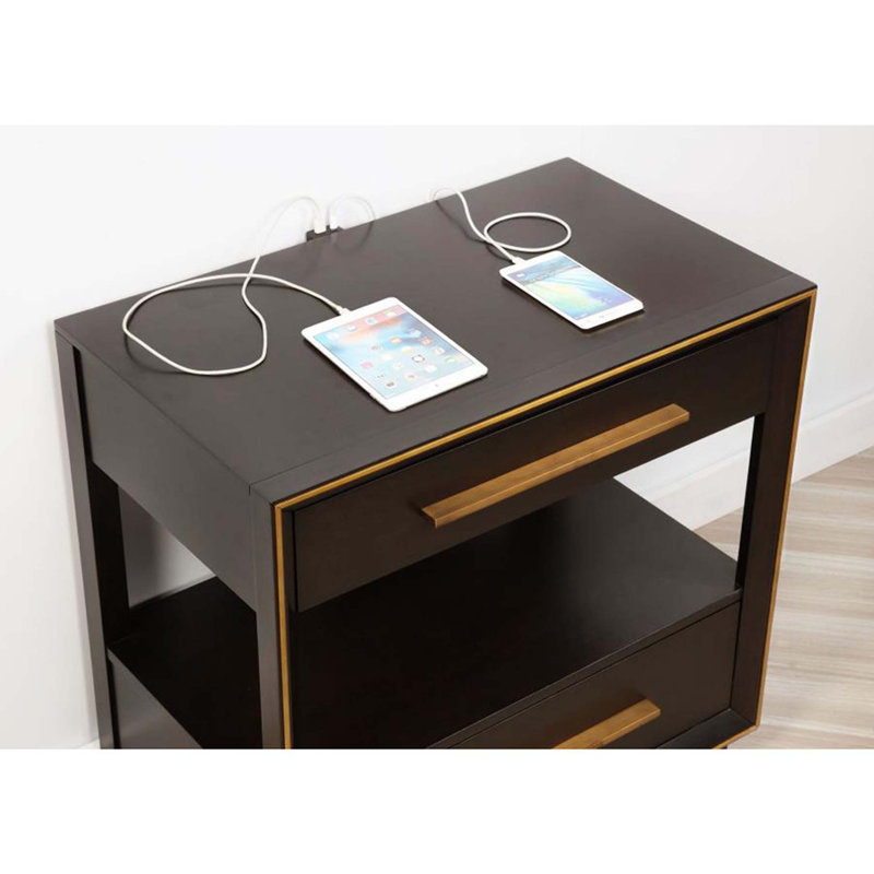 Table de chevet 2 tiroirs avec tablette