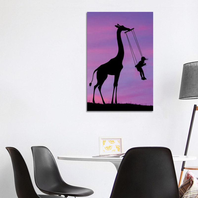 Giraffe And Swing by Abdullah Evindar - Wrapped Canvas Print, 101.6 cm H x 66.04 cm W x 1.91 cm D