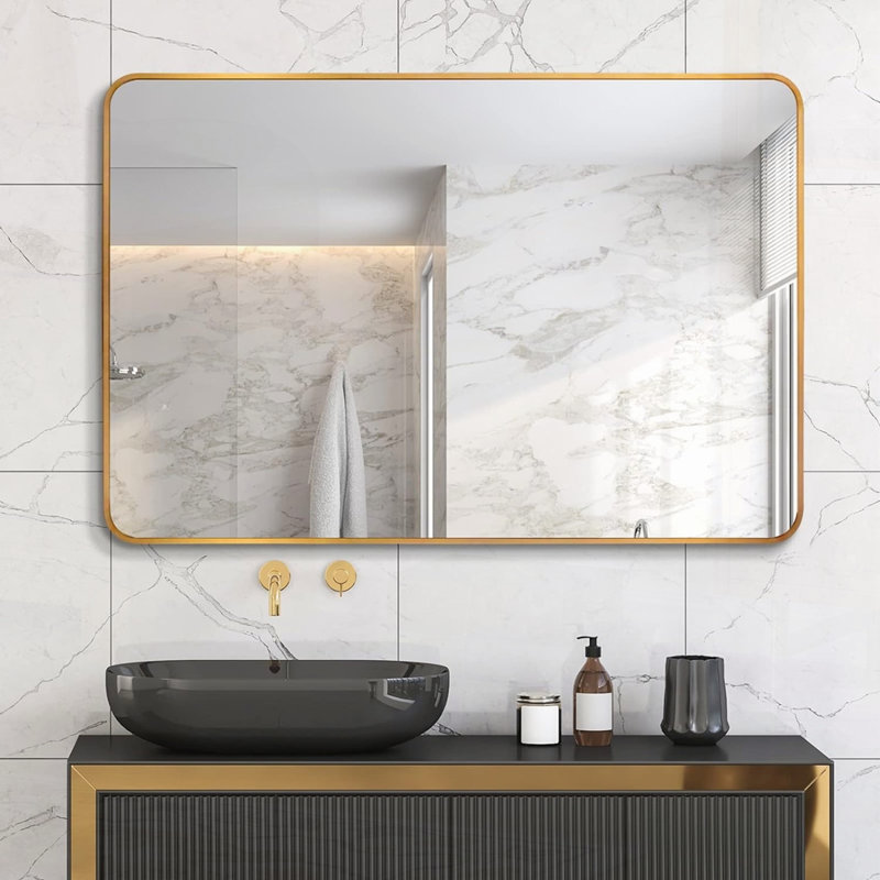 Miroir de salle de bain, Doré, 40 po x 30 po