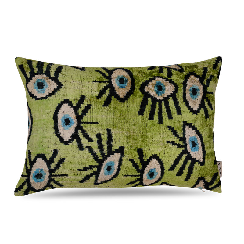 Housse et insert de coussin rectangulaire en soie / velours, Vert