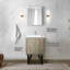 Meuble-lavabo rustique de 61 cm (L) x 51 cm (P) avec comptoir en quartz blanc, robinetterie Clue en nickel brossé et miroir en forme de fleur de 46 cm (Groupe Element Diamond).