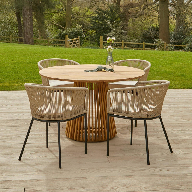 Hopley Rectangular 4 - Person 120cm Long Dining Set, Black, 75cm H x 120cm W x 120cm D, Black