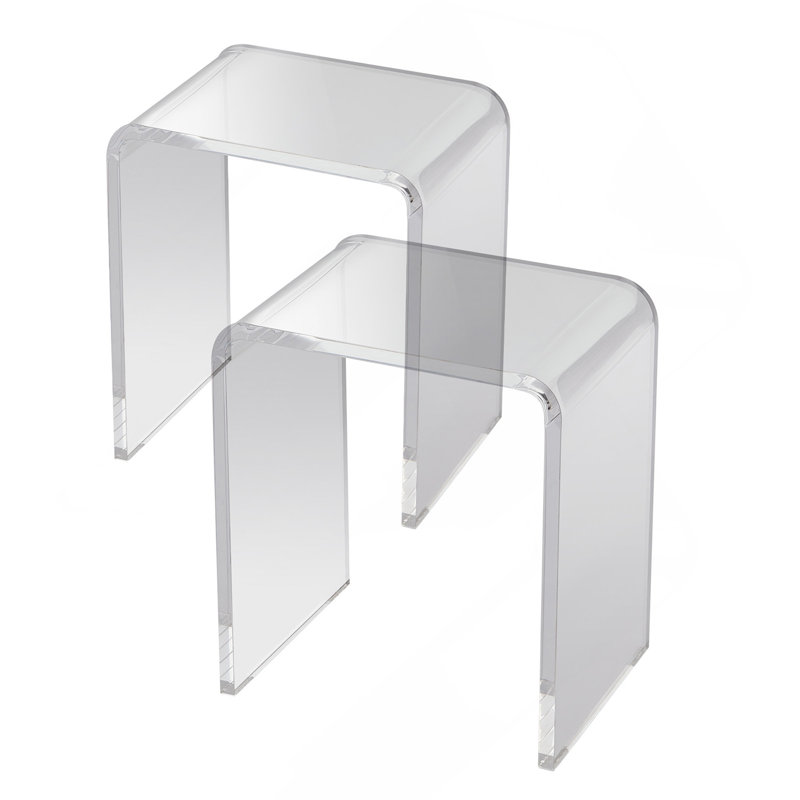 Table de bout en acrylique, 2 tables d'appoint en Lucite en forme de C, table d'appoint en acrylique transparent pour les boissons, la nourriture, les collations utilisées dans le salon, la chambre à coucher et le bureau